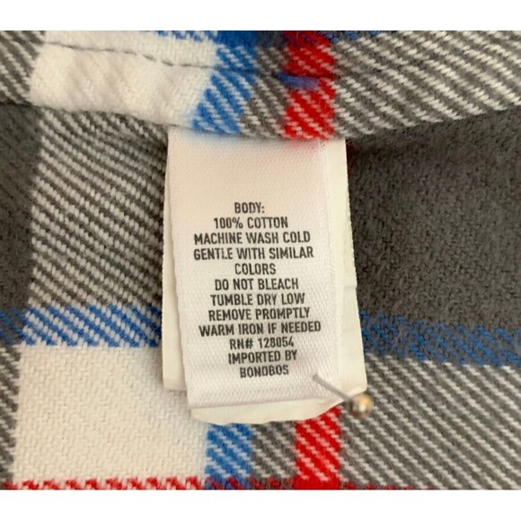 Bonobos Men's size 2XL Gray/Blue/Red Prominent Fit Warm Flannel Plaid Shirt - Picture 8 of 8